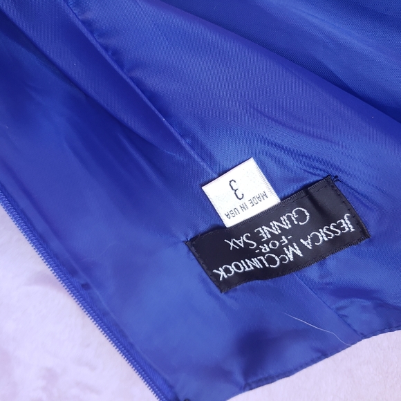 Jessica McClintock Gunne Sax 00s Blue strapless party dress sz 3 new years - Picture 7 of 13